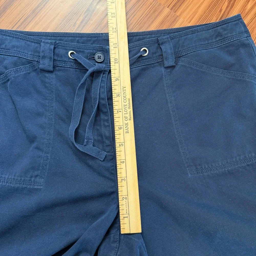 Jones New York Sport‎ Navy Blue Cotton Vintage Capri Pants Drawstring Crop Wide